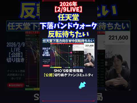 【2/9LIVE】任天堂下落バンドウォーク反転待ちたい 日経平均株価 投資 サムネイル