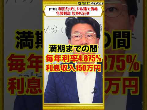【1199】利回り11％！株下落時でも安心！お宝社債（ドル建て債券）年間約150万円の利息収入！ サムネイル