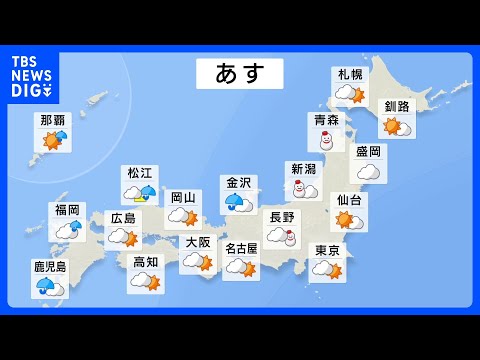 【あすの天気】日本海側で雨・雪広がる 突風やひょうにも注意　1月4日｜TBS NEWS DIG サムネイル