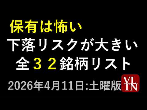 保有は怖い。下落リスクが大きい全３２銘柄リスト。アンソロピック・ショック。NISAランキング。４月11日:土曜版～あす… サムネイル