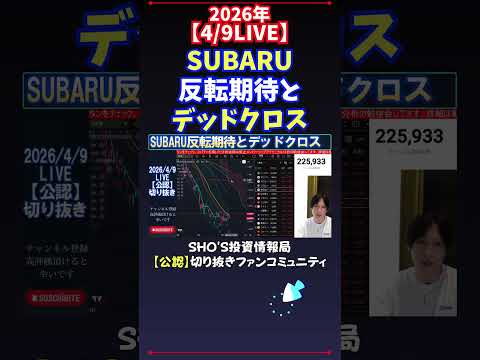 【4/9LIVE】SUBARU反転期待とデッドクロス 日経平均株価 投資 サムネイル