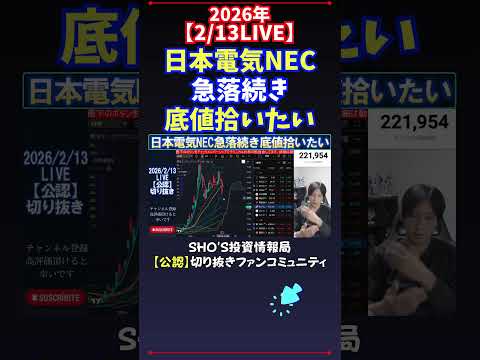 【2/13LIVE】日本電気NEC急落続き底値拾いたい 日経平均株価 投資 サムネイル
