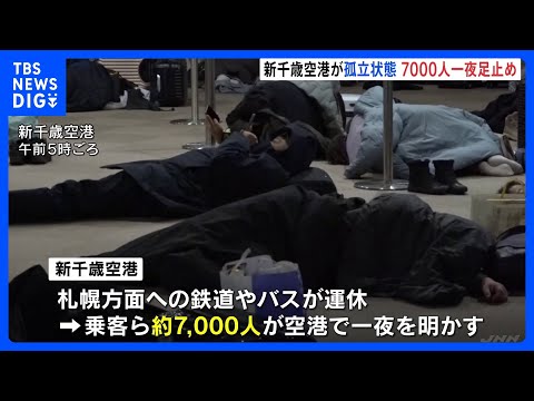 札幌で記録的な大雪 鉄道・バス運休で7000人が新千歳空港で一夜明かす｜TBS NEWS DIG サムネイル