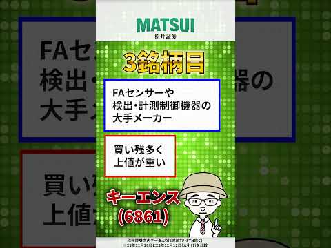 【12/16】値上がり期待ランキング 信用買残減少編 キーエンス、三菱重工業 など【松井証券】 日本株  投資  松井… サムネイル