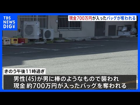 現金700万円が入ったバッグが奪われる 駐車場で男が棒のようなもので襲って逃走　警察は強盗傷害事件として行方を追う　川… サムネイル
