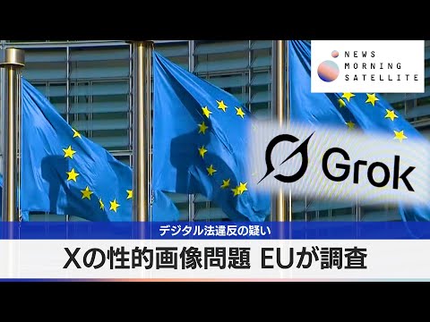 Xの性的画像問題 EUが調査 デジタル法違反の疑い【モーサテ】 サムネイル