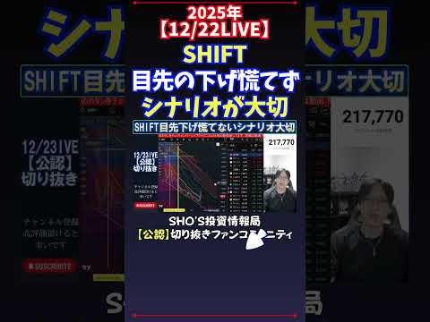 【12/22LIVE】SHIFT目先の下げ慌てずシナリオが大切 日経平均株価 投資 サムネイル