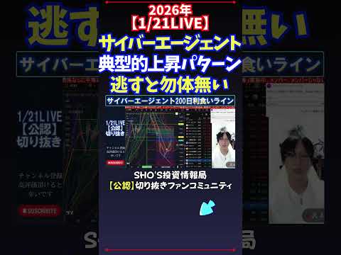 【1/21LIVE】サイバーエージェント典型的上昇パターン逃すと勿体無い 日経平均株価 投資 サムネイル