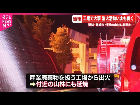【産業廃棄物扱う工場で火事】山林に燃え広がる  愛知・岡崎市 サムネイル