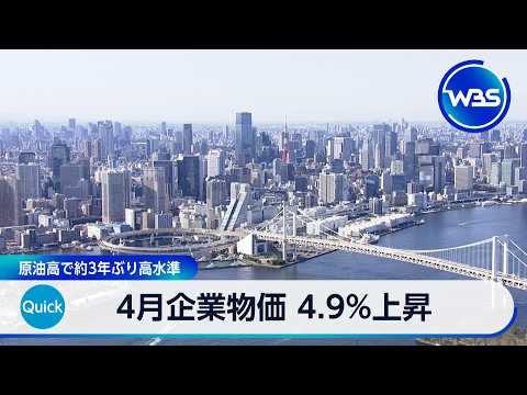 4月企業物価 4.9％上昇 原油高で約3年ぶり高水準【WBS】 サムネイル