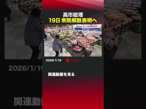 高市総理 19日衆院解散表明へ shorts 自民党 高市早苗 衆議院 解散 選挙 サムネイル