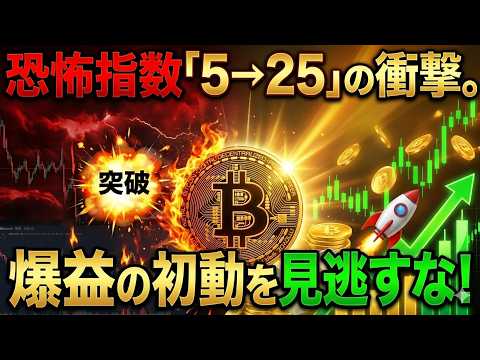 【仮想通貨 ビットコイン】恐怖指数「5→25」の衝撃。歴史が証明する『爆益の初動』を見逃すな！（朝活2093） サムネイル