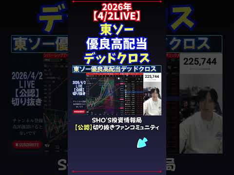 【4/2LIVE】東ソー優良高配当デッドクロス 日経平均株価 投資 サムネイル