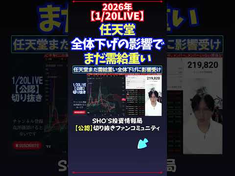 【1/20LIVE】任天堂全体下げの影響でまだ需給重い 日経平均株価 投資 サムネイル