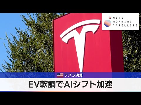 米テスラ決算　EV軟調でAIシフト加速【モーサテ】 サムネイル