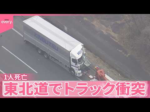 【東北道】路肩に停車中に巻き込まれ…トラック衝突  1人死亡 サムネイル