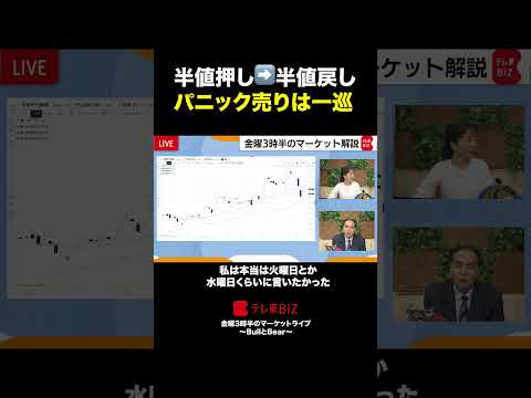 半値押しからの半値戻し パニック売りは一巡【金曜3時半のマーケットライブ〜BullとBear〜】shorts 日経平均 サムネイル