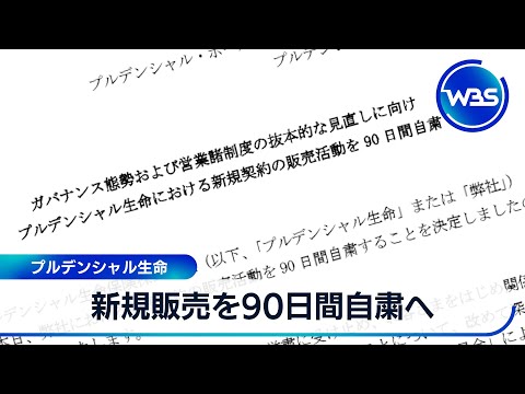 新規販売を90日間自粛へ プルデンシャル生命【WBS】 サムネイル