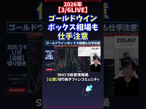 【3/6LIVE】ゴールドウインボックス相場も仕手注意 日経平均株価 投資 サムネイル