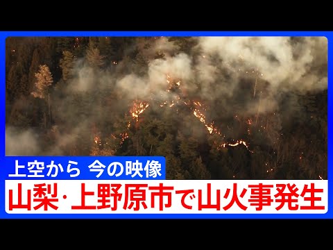 【速報･山火事発生】山梨県･上野原市の扇山で山林火災が発生　現場上空からの映像｜TBS NEWS DIG サムネイル