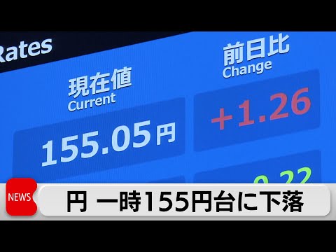 円大幅安  一時155円台半ば  総理「円安容認」観測  株は乱高下 サムネイル