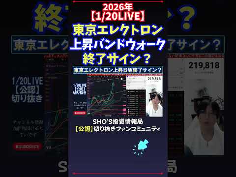 【1/20LIVE】東京エレクトロン上昇バンドウォーク終了サイン？ 日経平均株価 投資 サムネイル