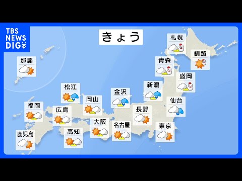 日本海側で雨・雪のエリア広がる　東海から西は春先の気温　関東は冬らしい寒さ戻る｜TBS NEWS DIG サムネイル