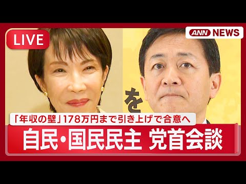 【ライブ】自民・国民民主 党首会談 「年収の壁」178万円まで引き上げで合意　働く人の8割対象に 高市総理・玉木代表コ… サムネイル