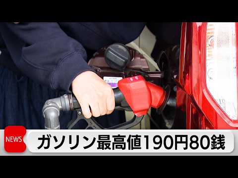 ガソリン急騰　190円80銭で最高値更新　19日から補助金再開 サムネイル