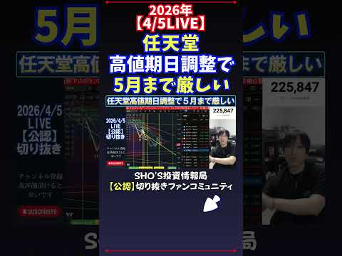 【4/5LIVE】任天堂高値期日調整で5月まで厳しい 日経平均株価 投資 サムネイル