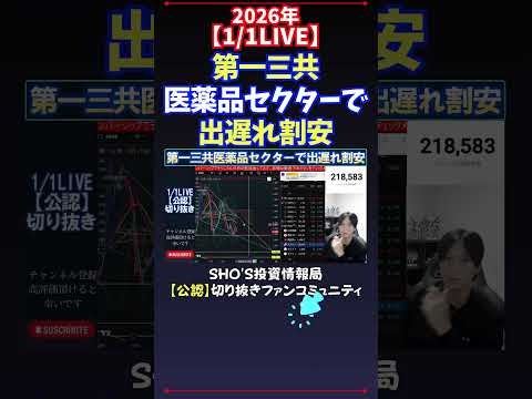 【1/1LIVE】第一三共医薬品セクターで出遅れ割安 日経平均株価 投資 サムネイル