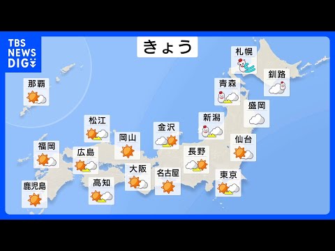 晴れても冬の寒さ　ダウンコートやマフラーが活躍　北日本は午前は猛吹雪によるホワイトアウトに警戒｜TBS NEWS DIG サムネイル