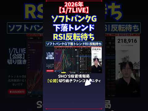 【1/7LIVE】ソフトバンクG下落トレンドRSI反転待ち 日経平均株価 投資 サムネイル