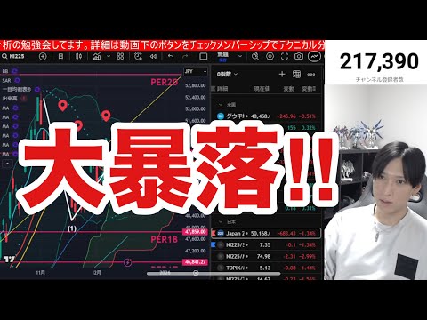 12/18【日本株急落止まらない‼️】日銀会合控え半導体、AI関連銘柄大暴落→日経平均年末安か⁉︎ドル円155円。米国… サムネイル