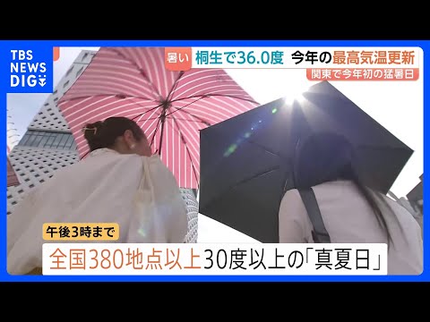 群馬・桐生で36.0℃観測 今年初の猛暑日、全国で一番の暑さに　午後3時までに全国380地点以上で30℃超｜TBS N… サムネイル