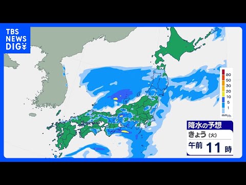 広い範囲で雨風強まり荒れた天気　太平洋側で激しい雨も　土砂災害などに警戒｜TBS NEWS DIG サムネイル
