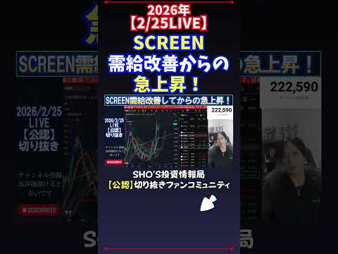 【2/25LIVE】SCREEN需給改善からの急上昇！ 日経平均株価 投資 サムネイル