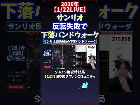 【1/22LIVE】サンリオ反転失敗で下落バンドウォーク 日経平均株価 投資 サムネイル