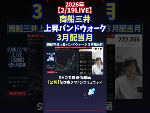 【2/19LIVE】商船三井上昇バンドウォーク3月配当月 日経平均株価 投資 サムネイル