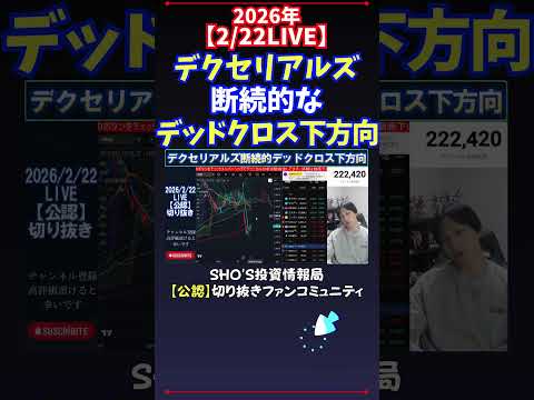 【2/22LIVE】デクセリアルズ断続的なデッドクロス下方向 日経平均株価 投資 サムネイル