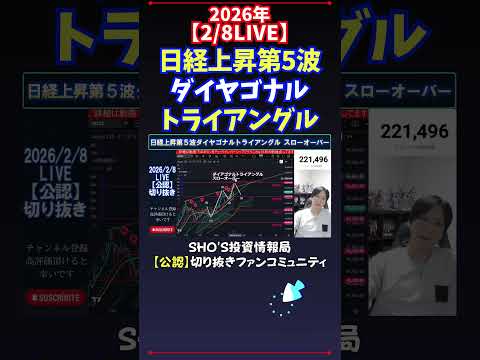 【2/8LIVE】日経上昇第5波ダイヤゴナルトライアングル 日経平均株価 投資 サムネイル