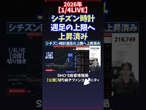 【1/4LIVE】シチズン時計週足の上限へ上昇済み 日経平均株価 投資 サムネイル