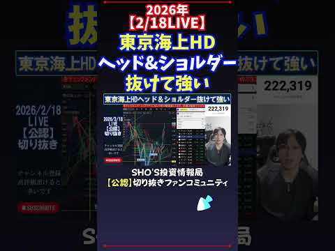 【2/18LIVE】東京海上HDヘッド&ショルダー抜けて強い 日経平均株価 投資 サムネイル