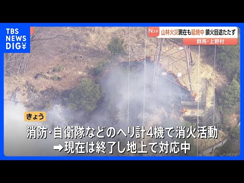 山林火災　現在も延焼中　ヘリコプターによる消火活動は終了　現在は地上で対応　火は一時民家から200メートルほどの距離に… サムネイル
