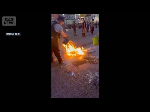 スクランブル交差点で炎上　「ガソリンまいた」50代男を逮捕(2026年4月4日) サムネイル